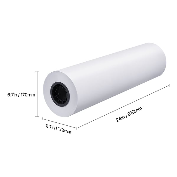 Plotterpapirruller, 61 cm x 152,4 m, Hvid, Bondpapir