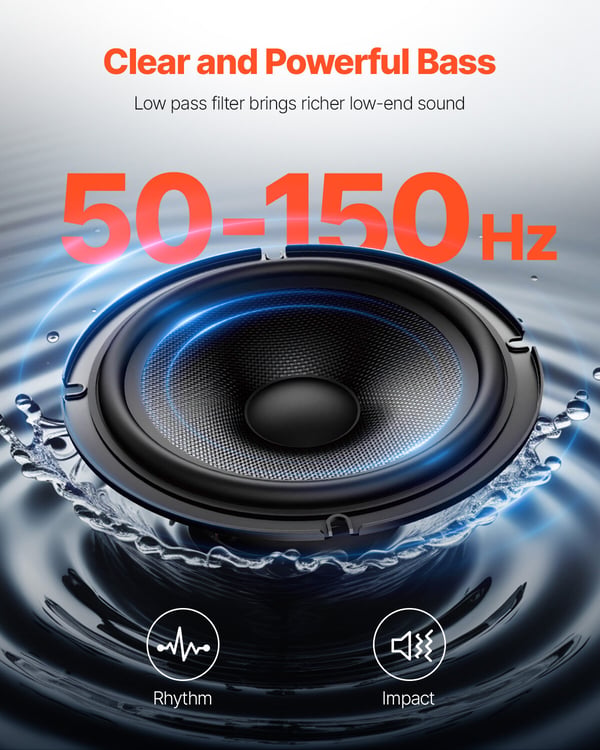 Bilsubwoofer, 10 tommer slank aktiv under sædet, 35x25,5x8 cm, sort, lyd