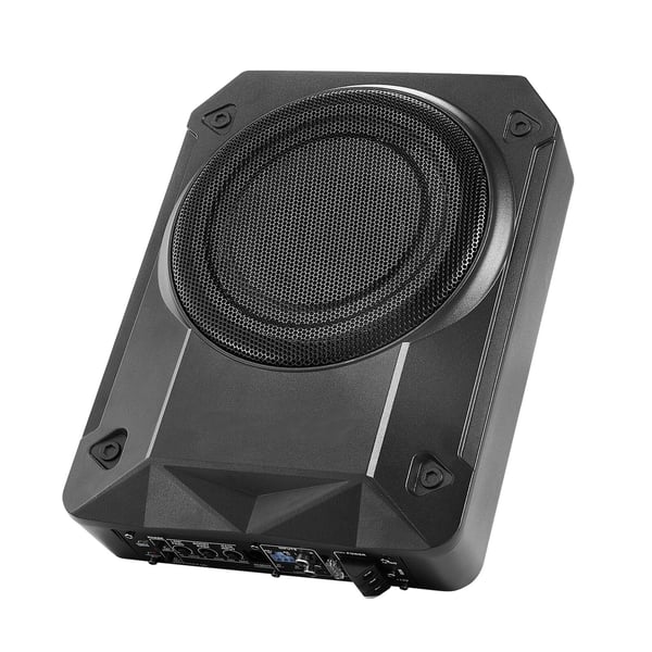 Bilsubwoofer, 8 tum slimmad aktiv under sätet, 32,2x23,5x7,5 cm, svart, ljud