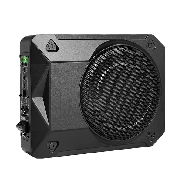 Bilsubwoofer, 8 tum slimmad aktiv under sätet, 32,2x23,5x7,5 cm, svart, ljud
