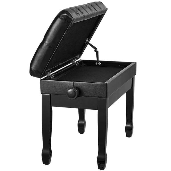 Klavérbænk, Justerbar opbevaring, Polstret sæde, 75x36x51.5 cm, Træ