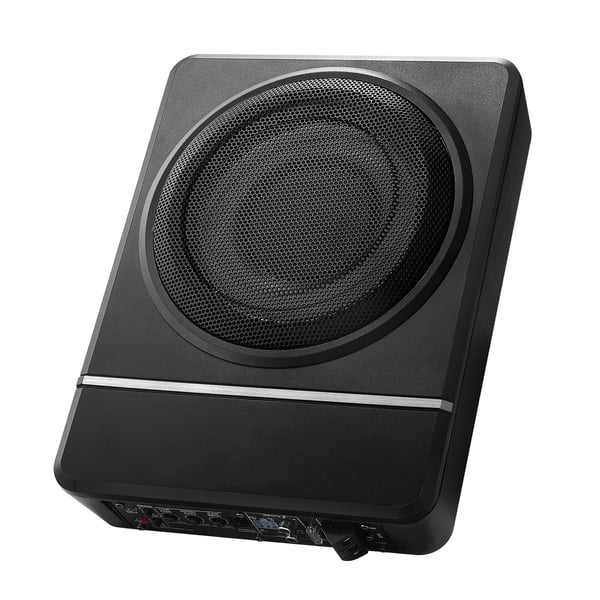 Bilsubwoofer, 8 tommer 240W slank under-sæde aktiv subwoofer, 32,2x23,5x8 cm, sort, lydenhed