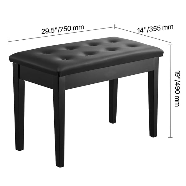 Pianopall, 75x35,5x49 cm, Förvaring, Stoppad sits, Trä