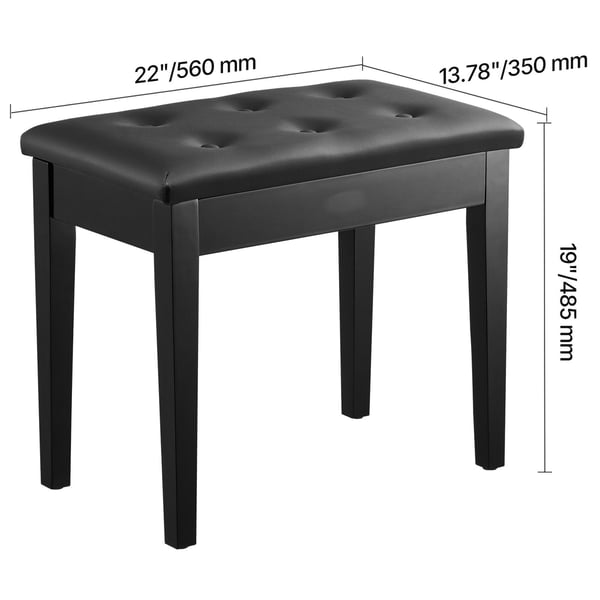 Pianopenkki, 56x35x48.5 cm, Säilytystila, Puu, Pehmustettu istuin