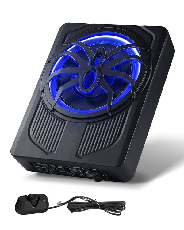 Bilsubwoofer, 10 tum 440W slimmad understolsubwoofer, 35x25,5x8,5 cm, blå, ljud