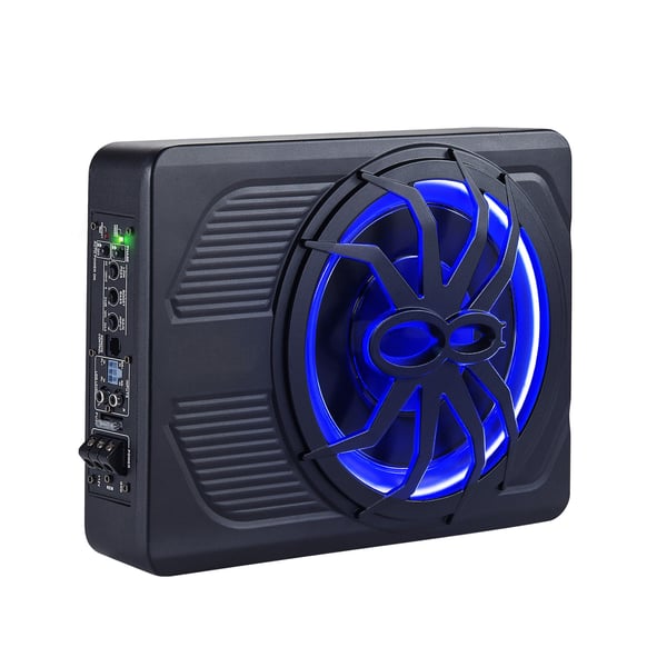 Bilsubwoofer, 10 tum 440W slimmad understolsubwoofer, 35x25,5x8,5 cm, blå, ljud