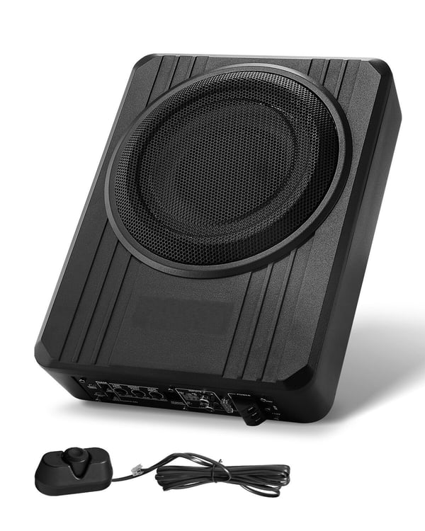 Auton subwoofer, 8 tuumaa 400W ohut penkinalussubwoofer, 32.2x23.5x8 cm, musta, audio
