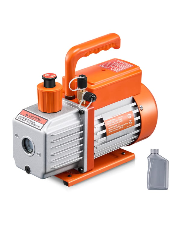 Vakuumpump 27,5x12x22,5 cm, HVAC enkelstegs roterande lamell, oljeflaska