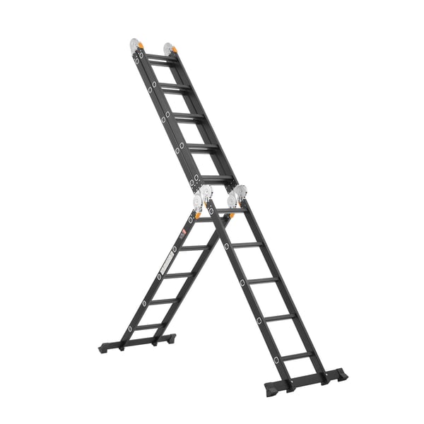 Taitettava tikas, 7-in-1 monikäyttöinen teleskooppitikas, 193x708x277,5 cm, säädettävä, alumiini
