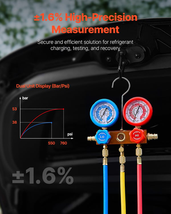 Vakuumpump och manometer-set, 27.5x12x22.5 cm, HVAC, förvaring