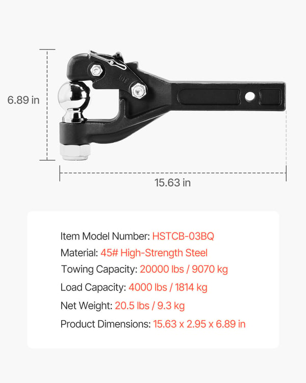 Pintle-krog, 40x7.5x17.5 cm, Sort, Stål