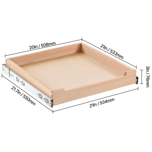 Skabsorganisator, Udtræksskuffe med soft close 50,8x53,3 cm, Træ