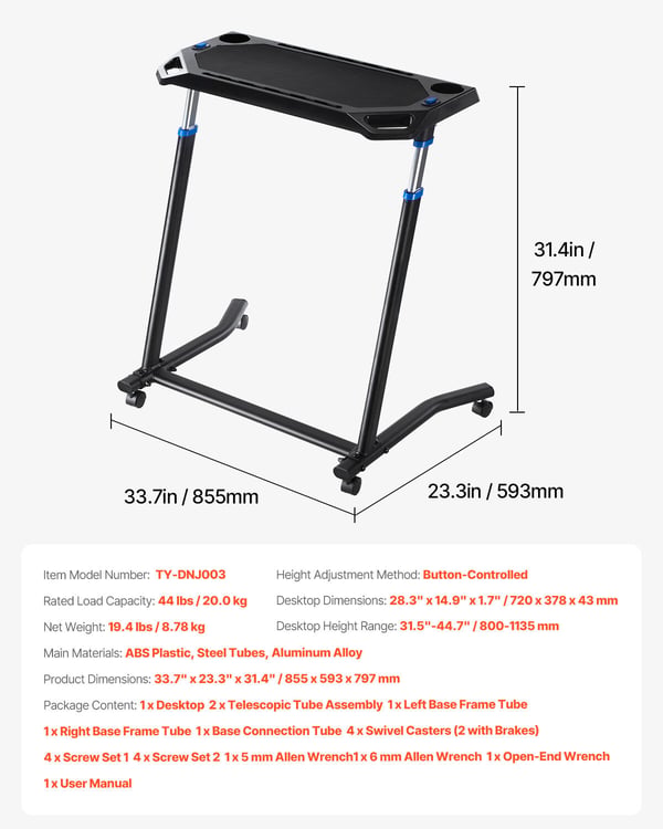 Cykelbord, 85,5x59,3x79,7 cm, Justerbar, Hopfällbar