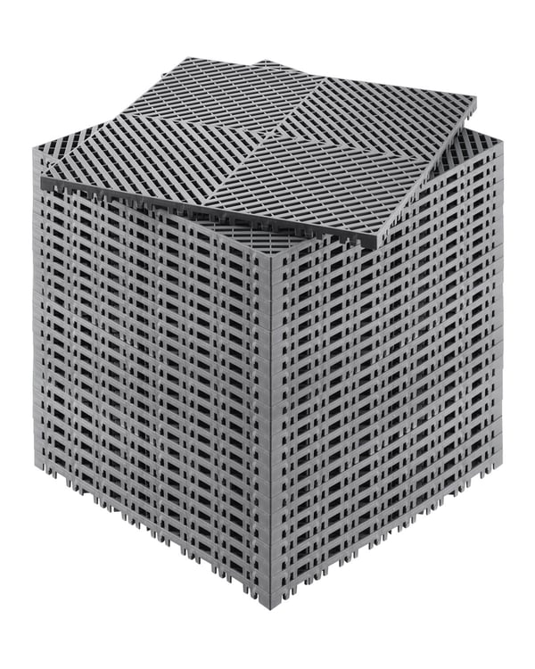 Kuivatusmatto, yhteenliitettävä modulaarinen pehmuste, 41.5x41.5x1.8 cm, harmaa, PP-materiaali