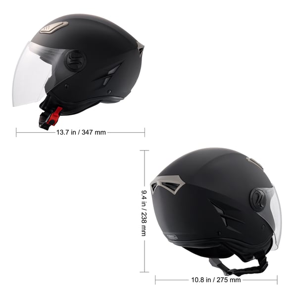 Motorcykelhjelm, 34,7x27,5x23,8 cm, Sort, ABS