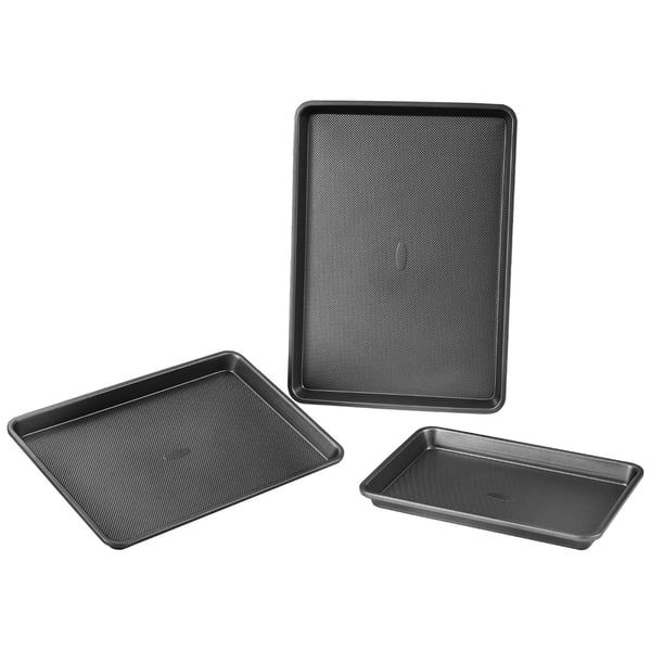 Bageformssæt, 3-delt kulstofstål, 45,5x32,9x2,8 cm, sort, non-stick bageudstyr