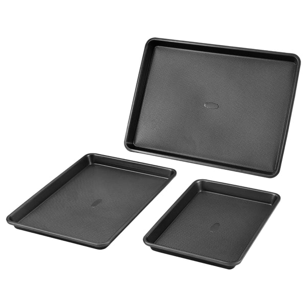 Bageformssæt, 3-delt kulstofstål, 45,5x32,9x2,8 cm, sort, non-stick bageudstyr