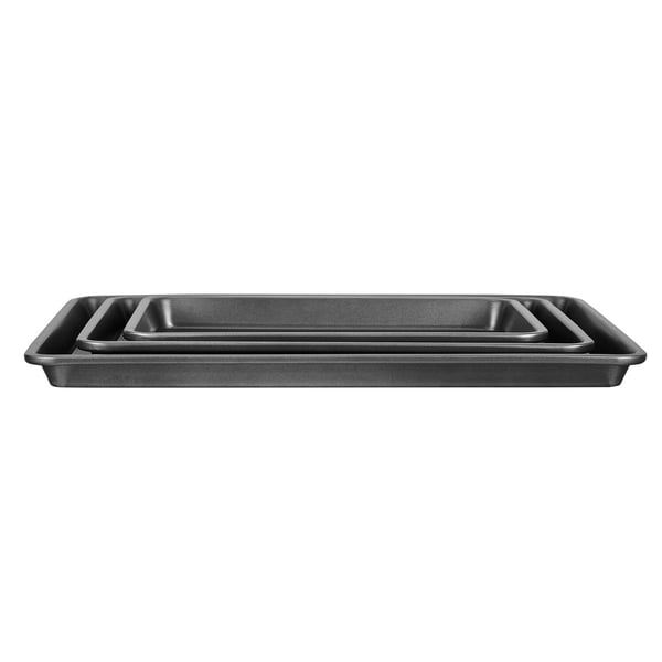 Bageformssæt, 3-delt kulstofstål, 45,5x32,9x2,8 cm, sort, non-stick bageudstyr