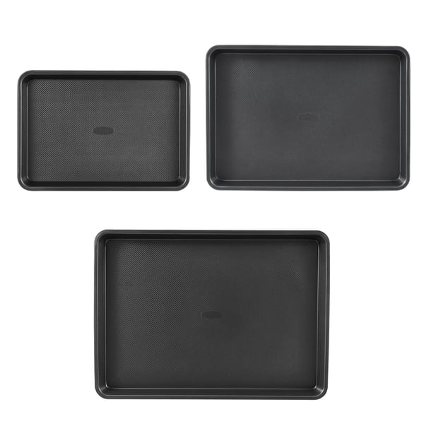 Bageformssæt, 3-delt kulstofstål, 45,5x32,9x2,8 cm, sort, non-stick bageudstyr