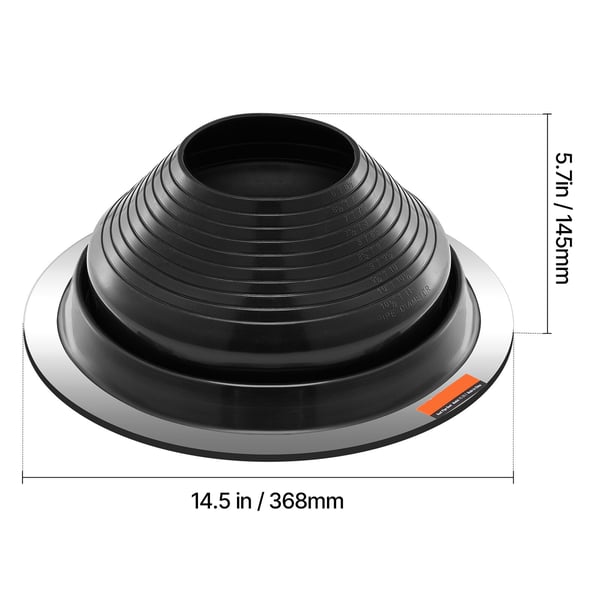 Takgenomföringsstos, 2-pack, 36.8x14.5 cm, svart, EPDM, tak