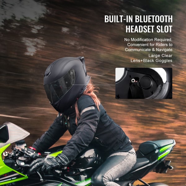 Motorcykelhjälm, Integral, 40,8x27x26,4 cm, Svart, ABS