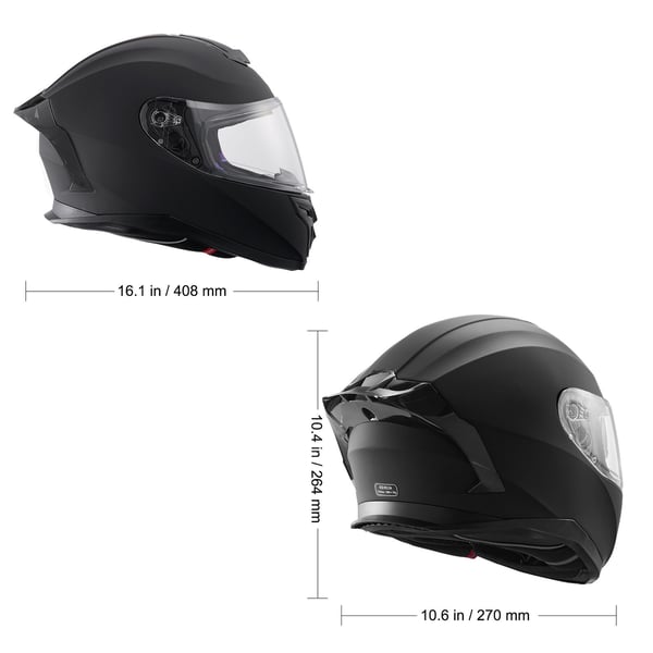 Motorcykelhjälm, Integral, 40,8x27x26,4 cm, Svart, ABS