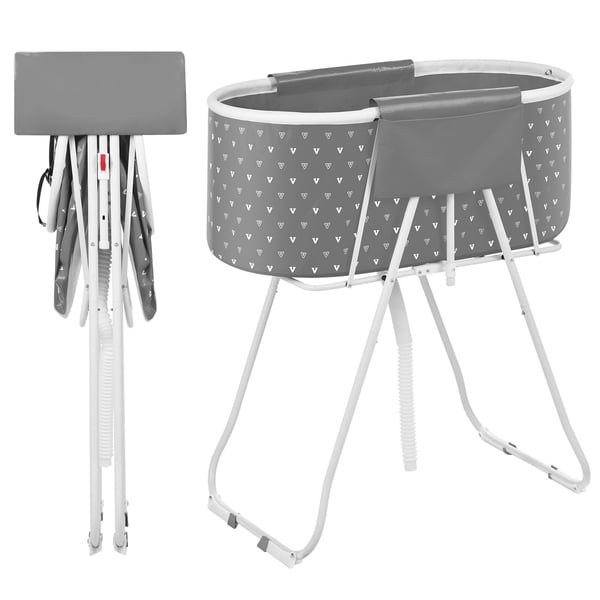 Hundbadkar, Portabel Upphöjd Hopfällbar 85x47x98 cm Grå, PVC