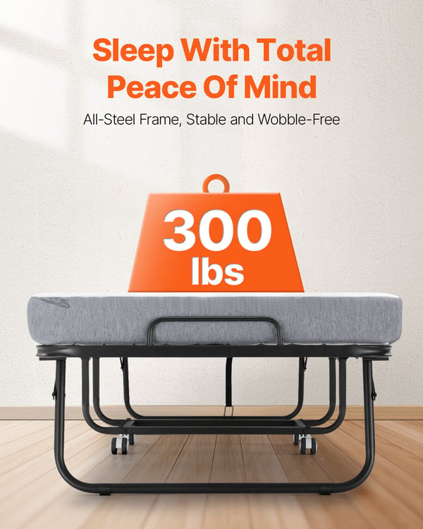 Sammenklappelig seng, 81x190x39,6 cm, hvid, foldbar