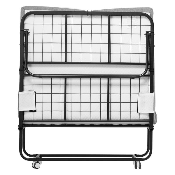 Hopfällbar säng 98x190x12,5 cm vit, fällbar, metallram