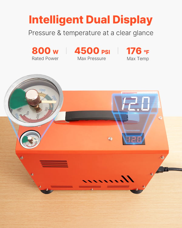 Luftkompressor, 800W dobbeltcylinder PCP luftgevær, 37x18x35 cm