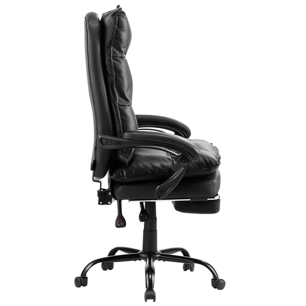 Kontorstol, Høj Ryg Executive Stol med Fodstøtte, 71x68,5x130,4 cm, Sort, PU Læder