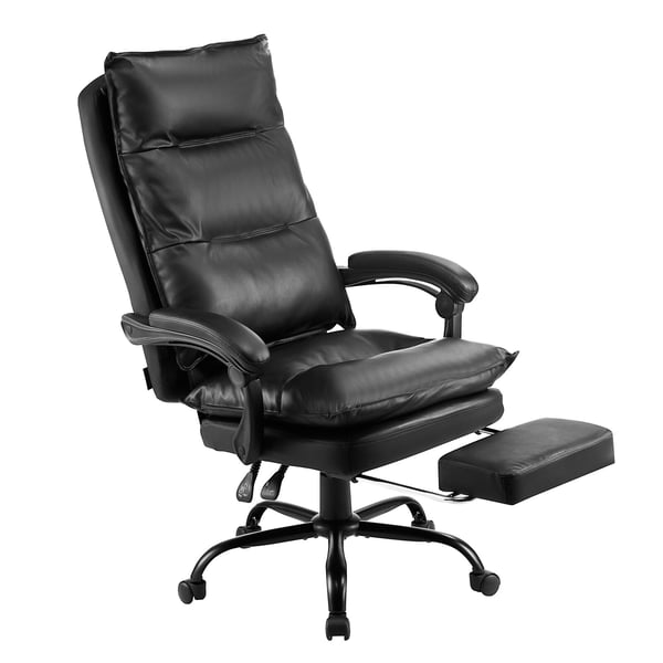 Kontorstol, Høj Ryg Executive Stol med Fodstøtte, 71x68,5x130,4 cm, Sort, PU Læder