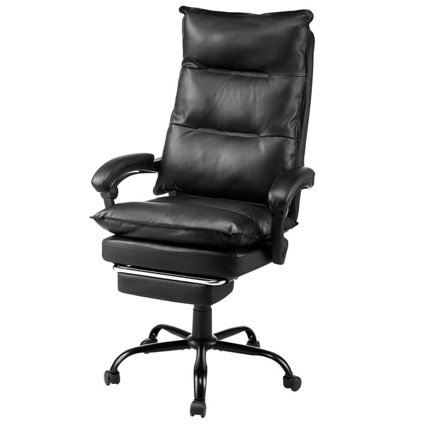 Kontorstol, Høj Ryg Executive Stol med Fodstøtte, 71x68,5x130,4 cm, Sort, PU Læder