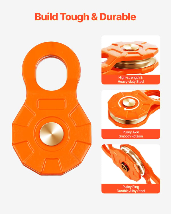 Snatch Block, 195x112x42 mm, Kraftigt stål, Offroad redningsudstyr