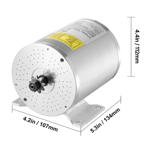 Sähköinen harjaton DC-moottoripaketti 1800W 48V 4500rpm, 13.4x10.7x11.2 cm