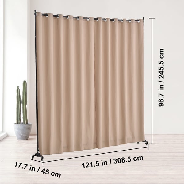Rumsavdelare, 308.5x45x245.5 cm, Brun, Portabelt tyg