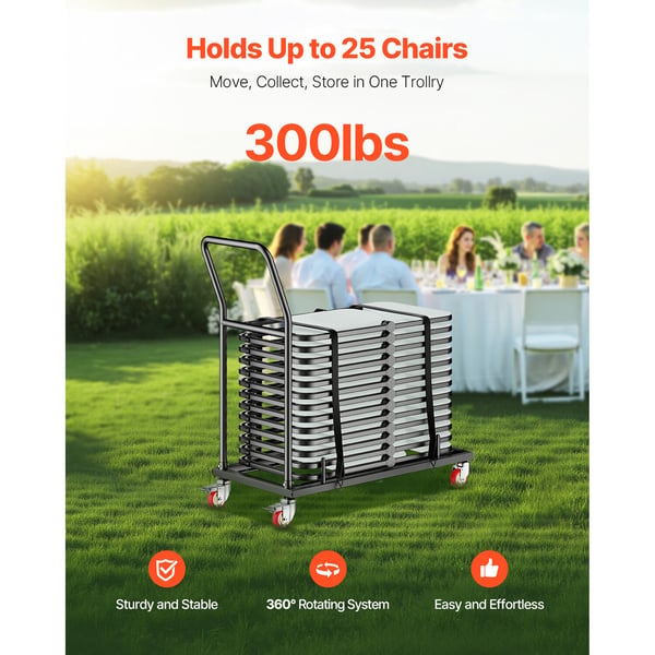 Sammenklappelig stolvogn, 108,0x50,8x109,0 cm, Sort, Metal opbevaring