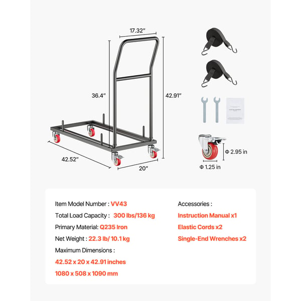 Sammenklappelig stolvogn, 108,0x50,8x109,0 cm, Sort, Metal opbevaring