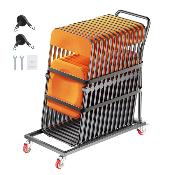 Sammenklappelig stolerack, 108x53.5x108 cm, Sort, Metalopbevaring