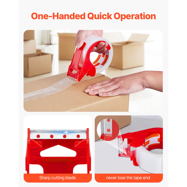 Pakketape, 12 ruller med dispenser, 155x55x107 mm, klar, ekstra stærk