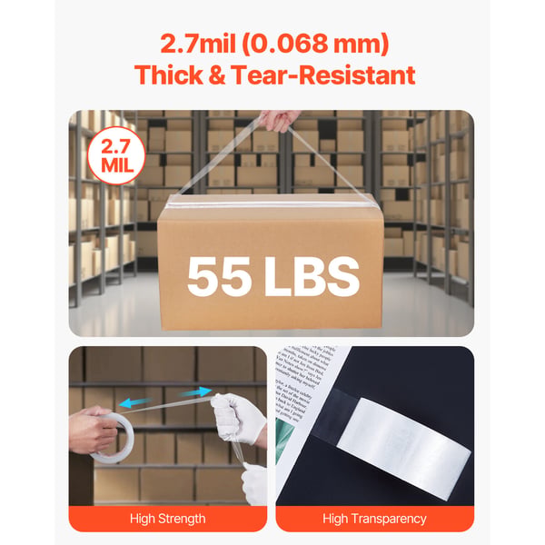 Packtejp, 6 rullar med dispenser, 155x55x107 mm, transparent, extra stark