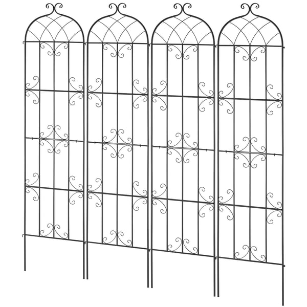 Trädgårdsspaljé, 51x220 cm, Svart, Metall