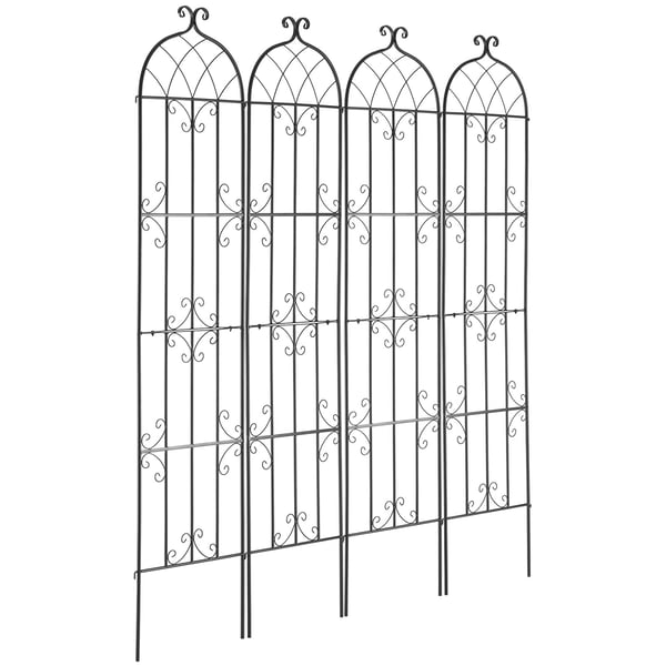 Trädgårdsspaljé, 51x220 cm, Svart, Metall