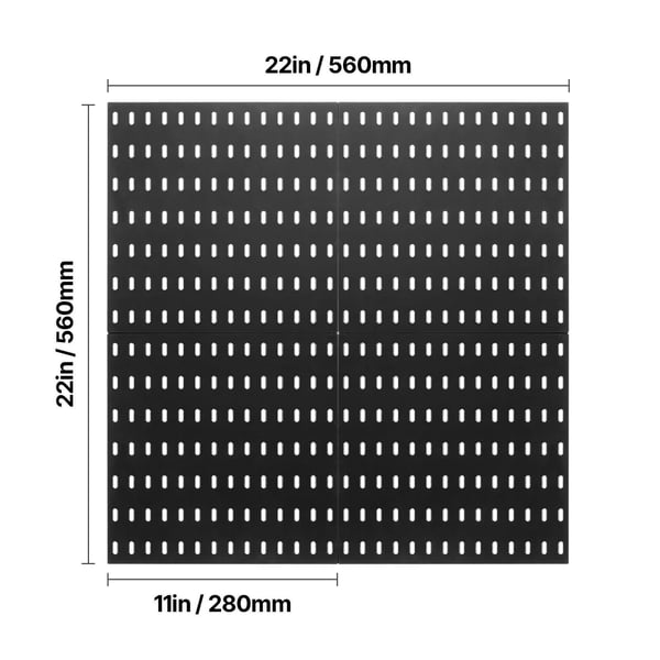Pegboard väggorganisatör kit, 28x28x1,2 cm, svart, plast