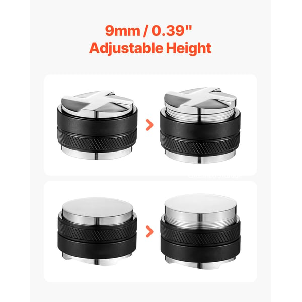 Kahvinjakaja, 53 mm, säädettävä, ruostumaton teräs