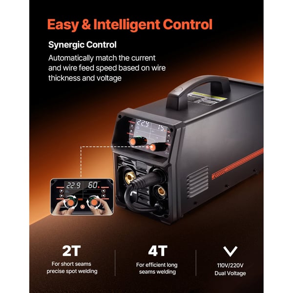 MIG-hitsauskone 250A 5-in-1 synerginen hitsauslaite 43x18x32 cm