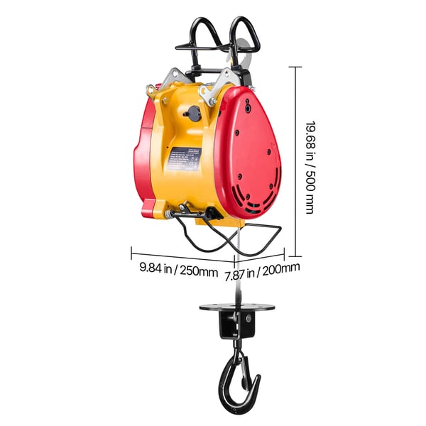 Elektrisk taljespil, 1100 lbs kapacitet, 1800W, 500x250x200 mm, stål