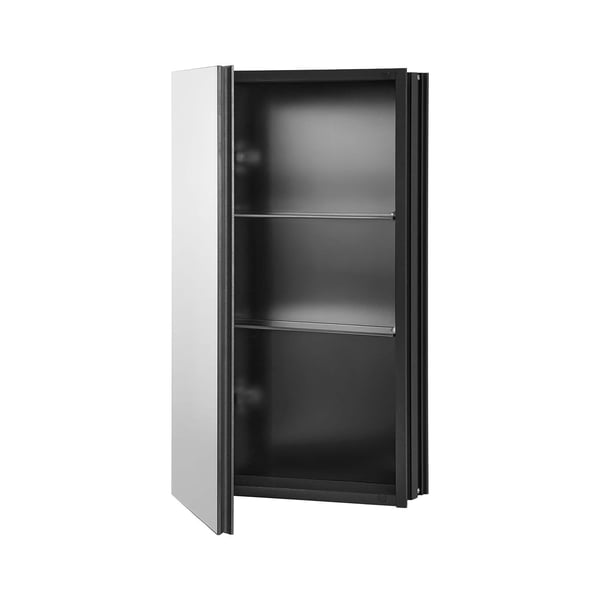 Medicinskab 35.5x61x13.5 cm Spejl Aluminium Sort, opbevaring