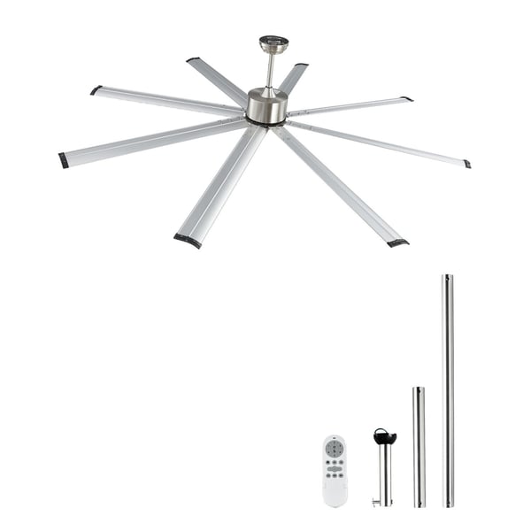 Takfläkt, 213 cm, Borstad nickel, Aluminium 8-blad