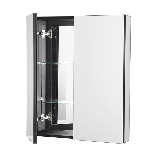 Medicinskab, 66,2x12,7x76,2 cm, Spejl, Aluminiumsramme, Justerbare hylder